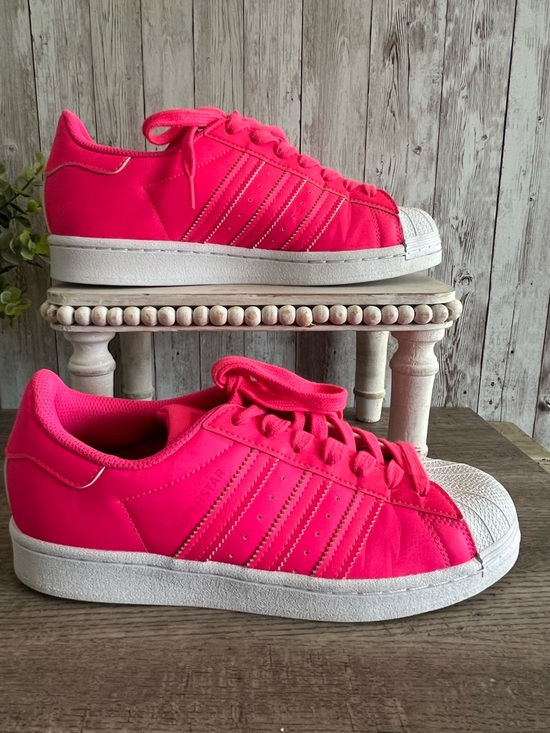 adidas Shoes - adidas Superstar Women's Bright Sonic  Pink Lace-Up Sneakers Size 40 M7, W9